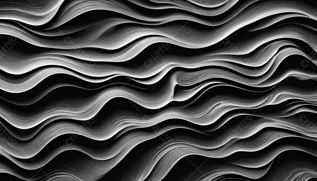 Textura Ondulada Abstrata Preto e Branco para Fundo