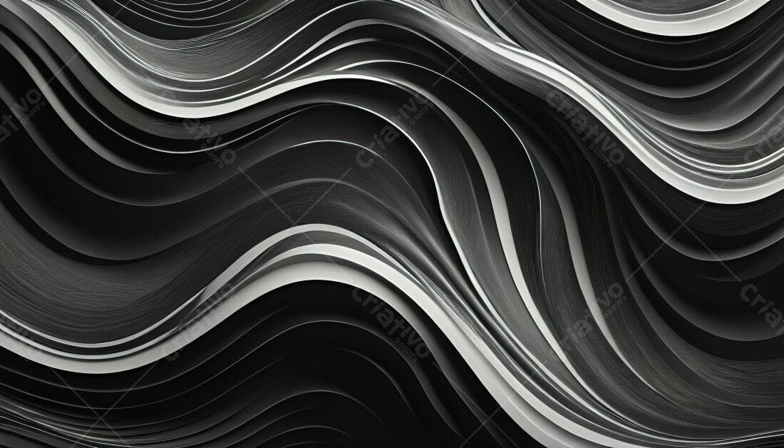 Textura Abstrata Ondulada Preto e Branco para Fundo