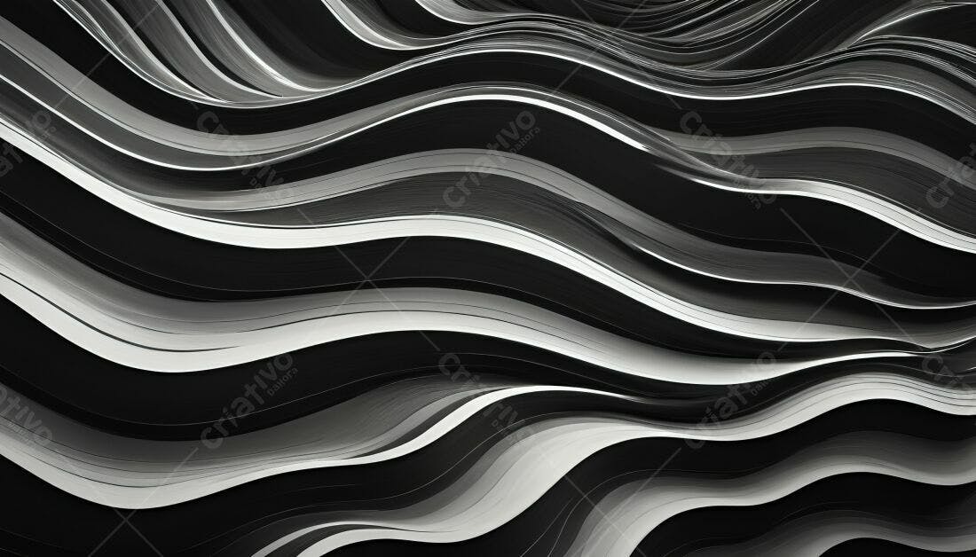 Textura Abstrata Ondulada Preto e Branco para Fundo
