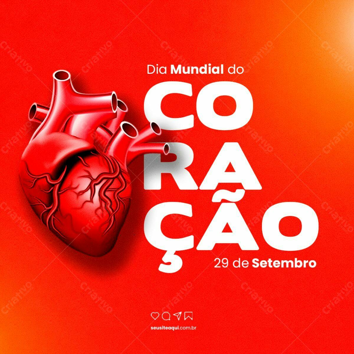 Flyer Dia Mundial do Coração PSD Editável
