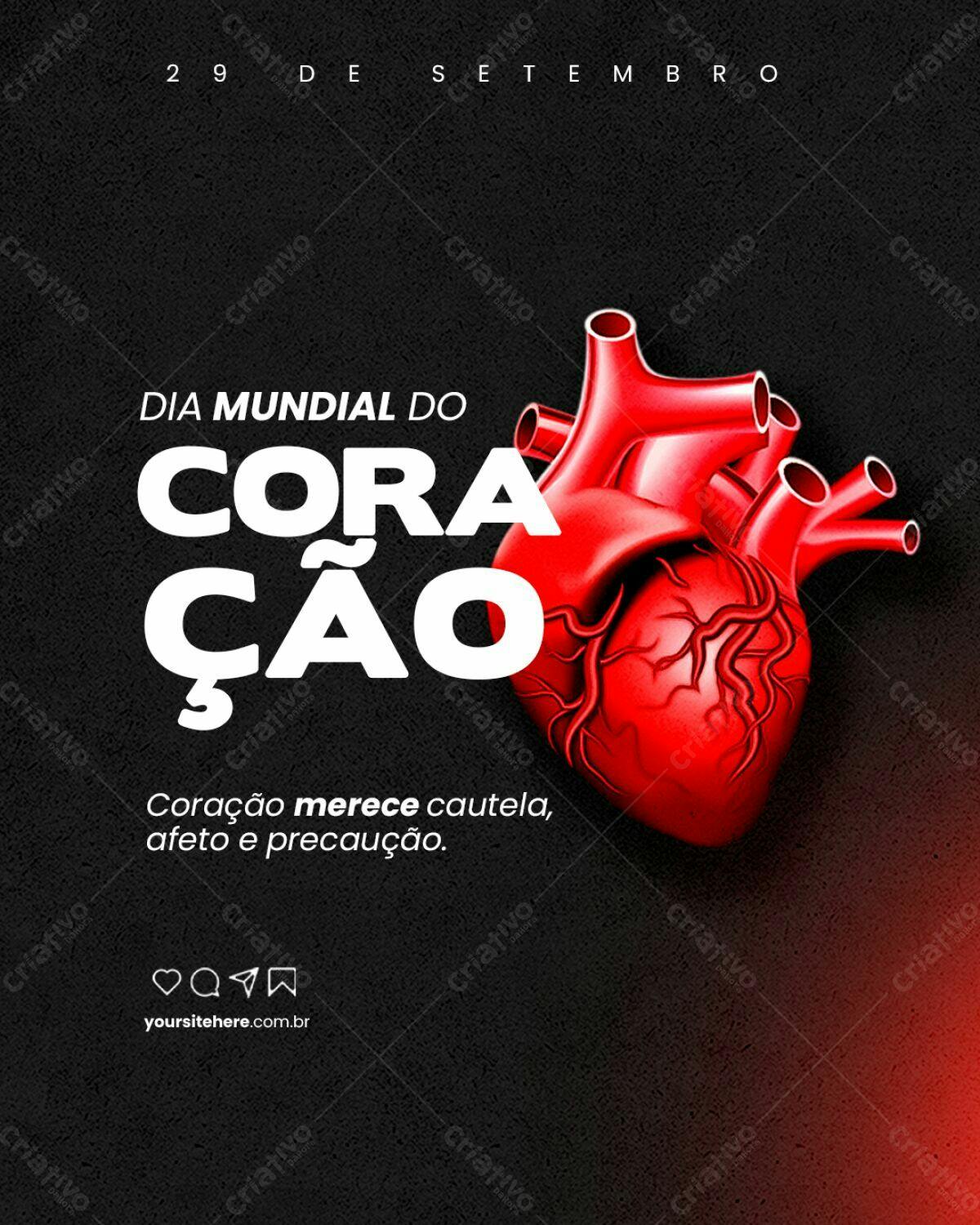 Flyer Dia Mundial do Coração PSD Editável