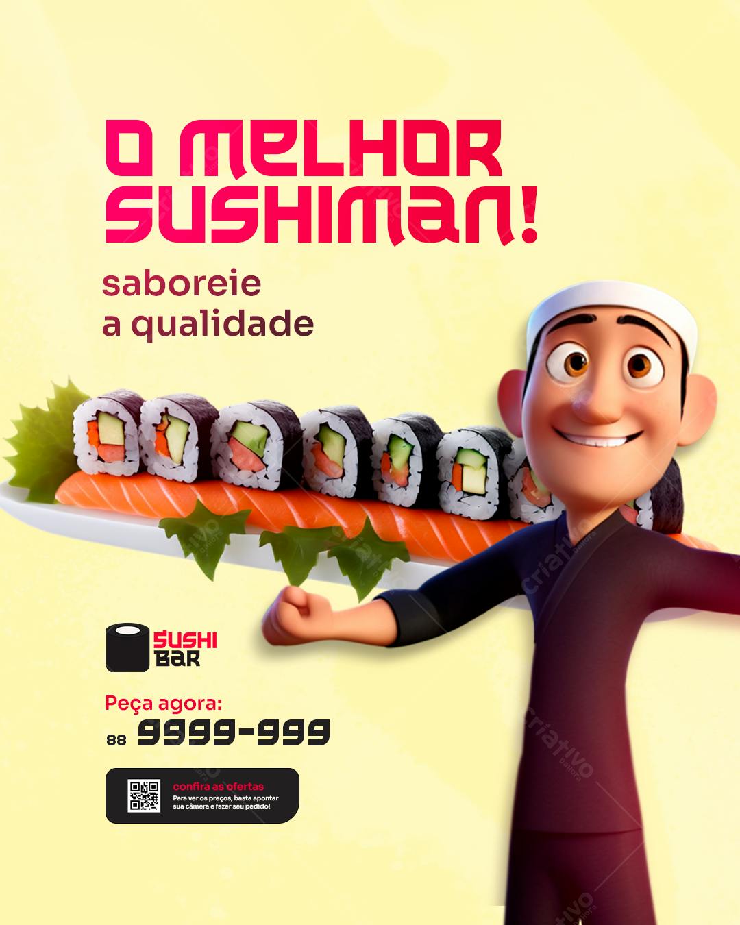 Flyer para Delivery de Sushi PSD Editável