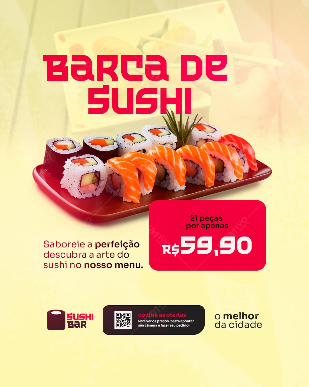 Flyer Barca de Sushi PSD Editável