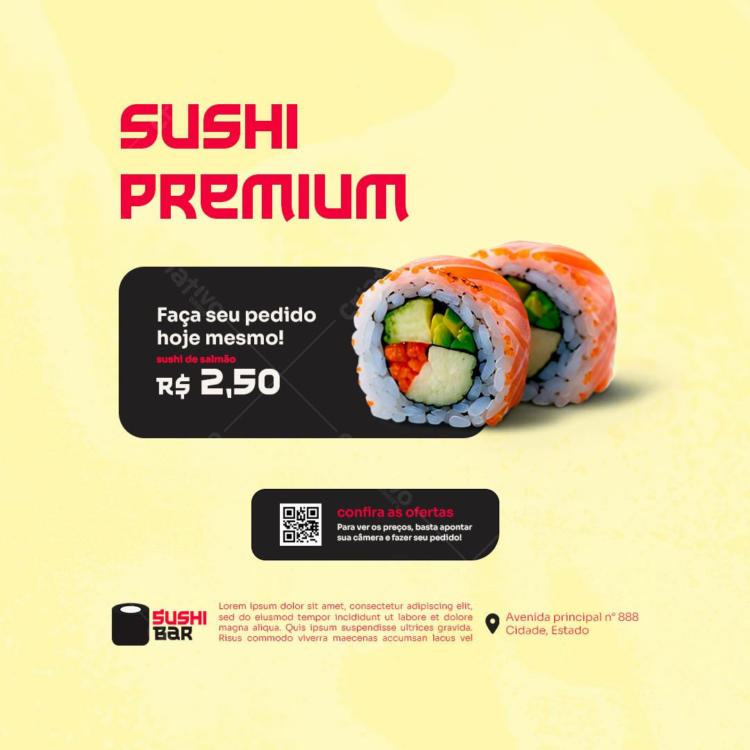 Flyer para Cardápio de Sushi Premium PSD Editável