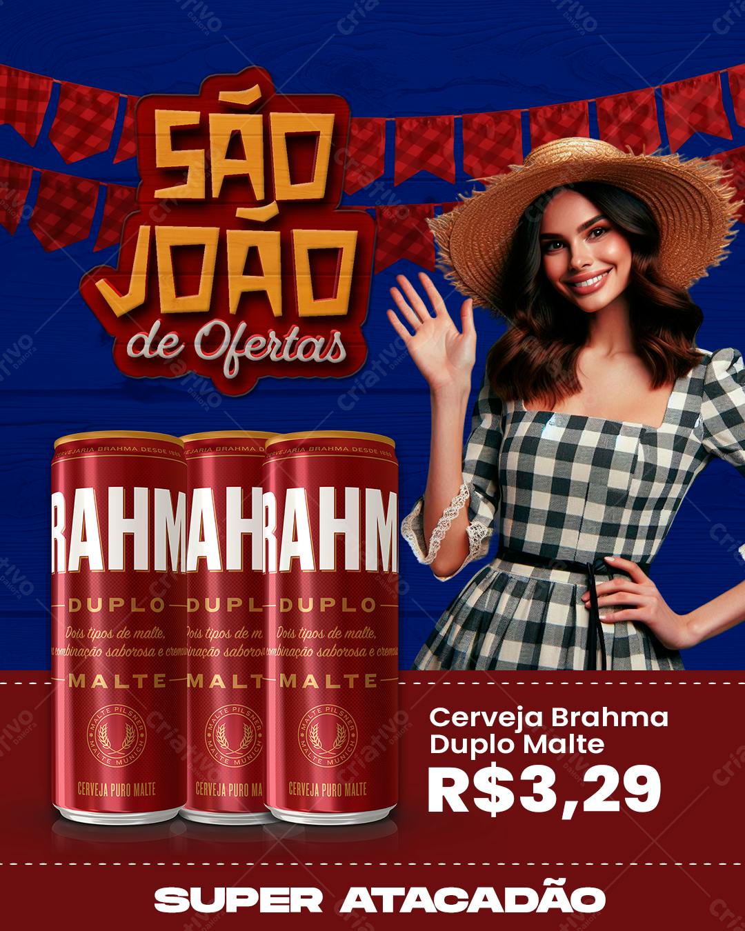 Flyer São João de Ofertas Cerveja Brahma PSD Editável