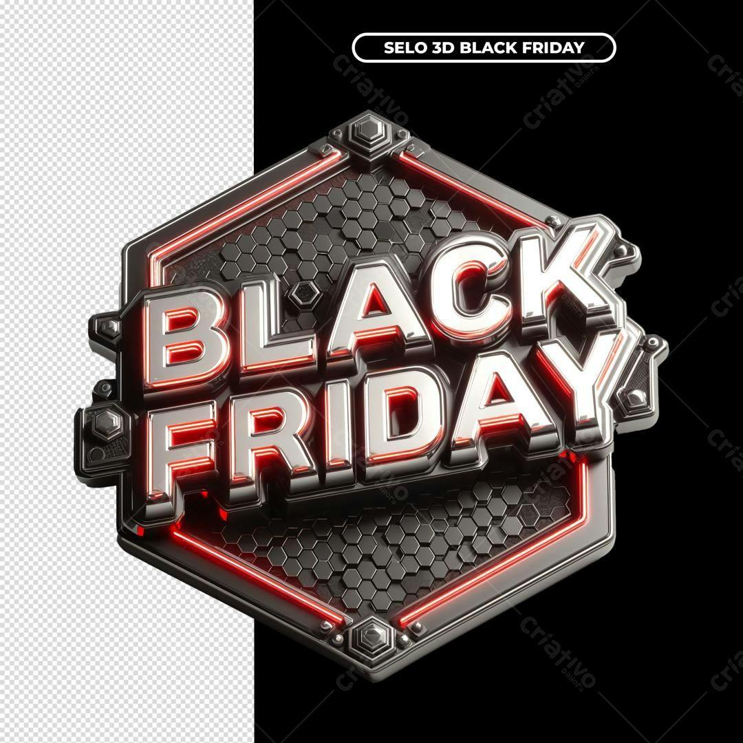 Selo 3D Black Friday PSD Editável