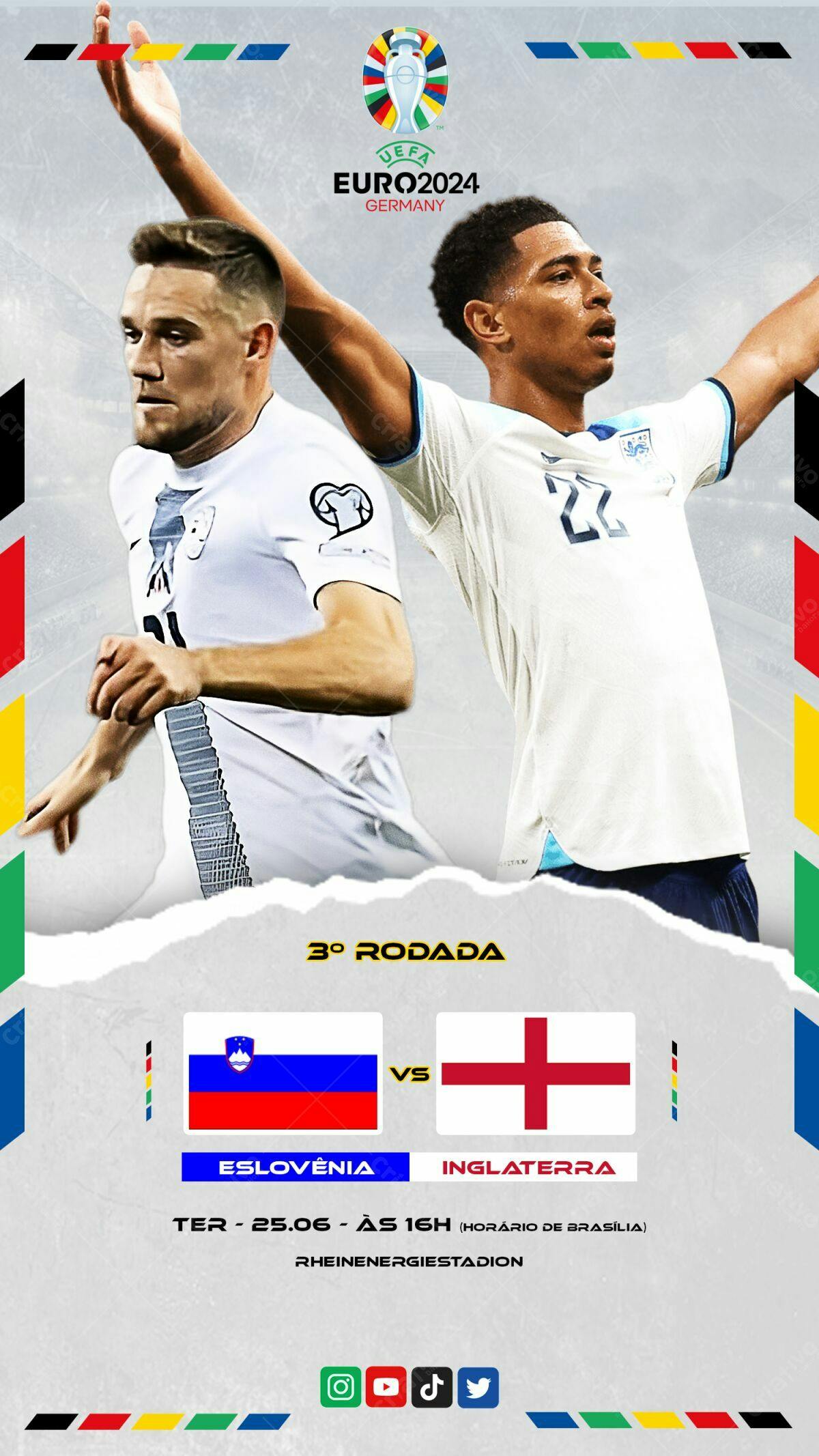 Flyer EURO2024 Eslovênia x Inglaterra PSD Editável