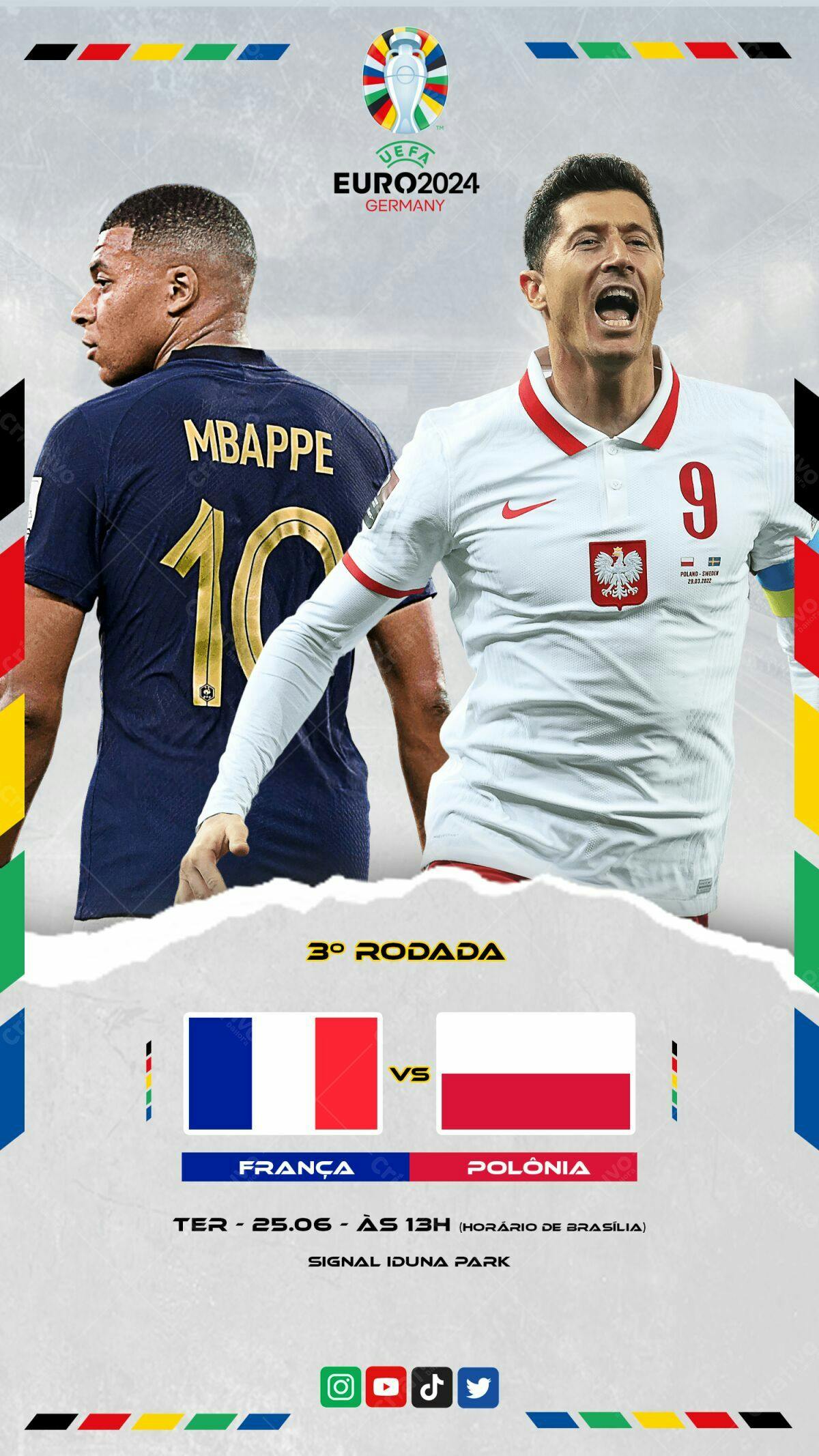 Flyer França x Polônia Euro2024 PSD Editável