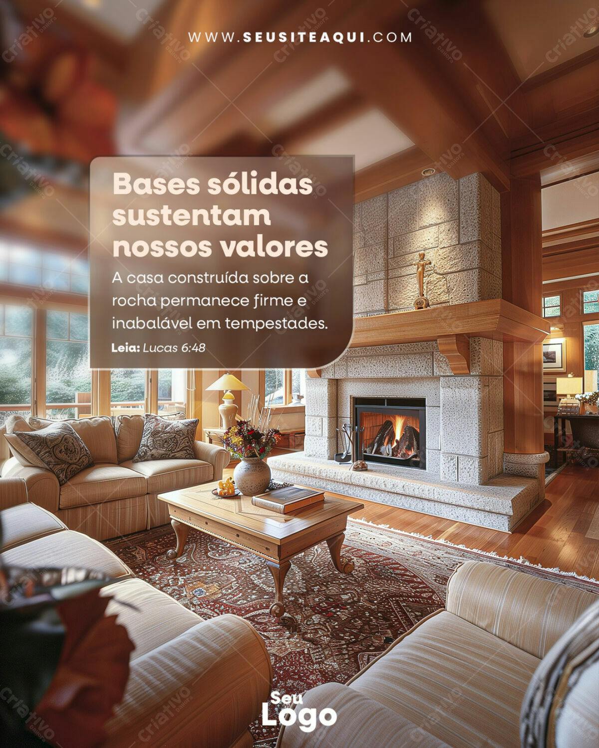 PSD para Design de Interiores com Lareira PSD Editável