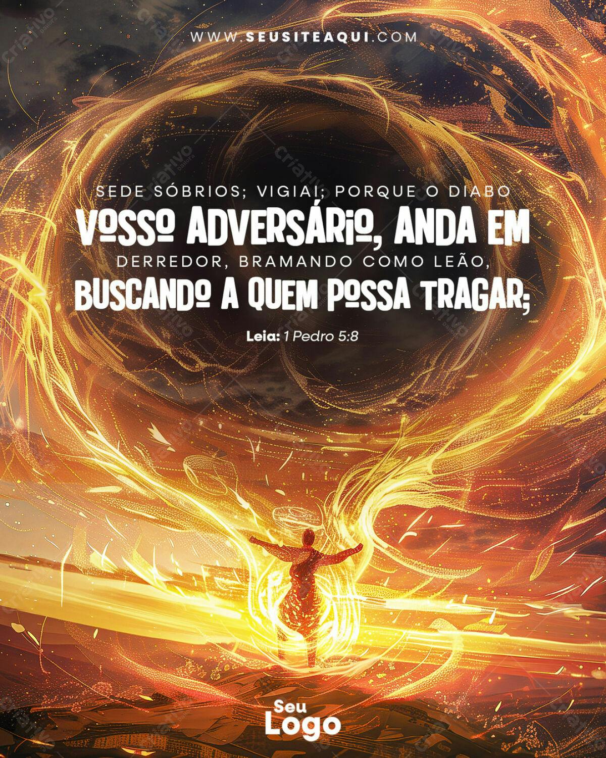 Poster Cristão com Versículo Bíblico PSD Editável