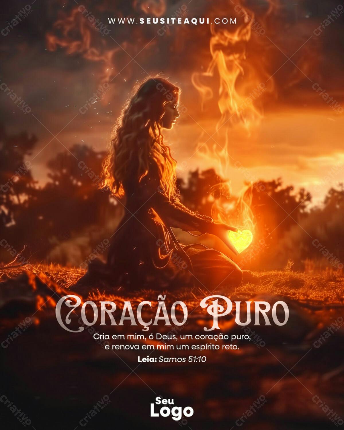 Post para Redes Sociais Coração Puro PSD Editável