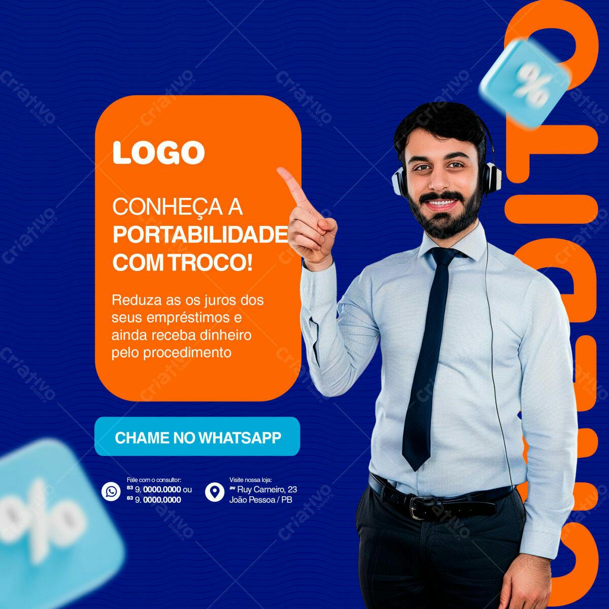 Postagem WhatsApp Portabilidade Crédito PSD Editável