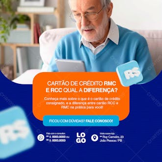 Cartão de crédito rmc e rcc social media feed