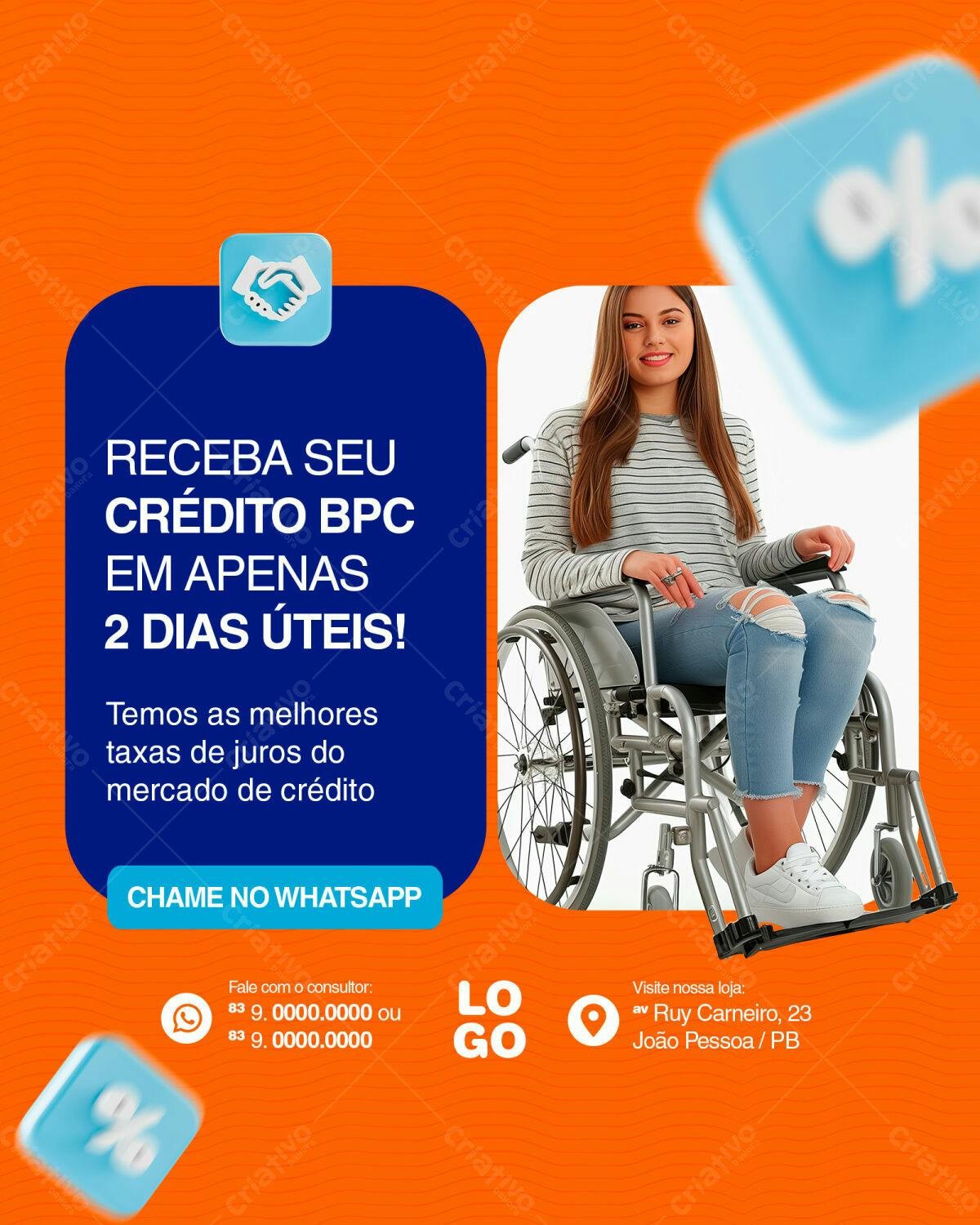 Flyer Crédito BPC 2 Dias Úteis PSD Editável