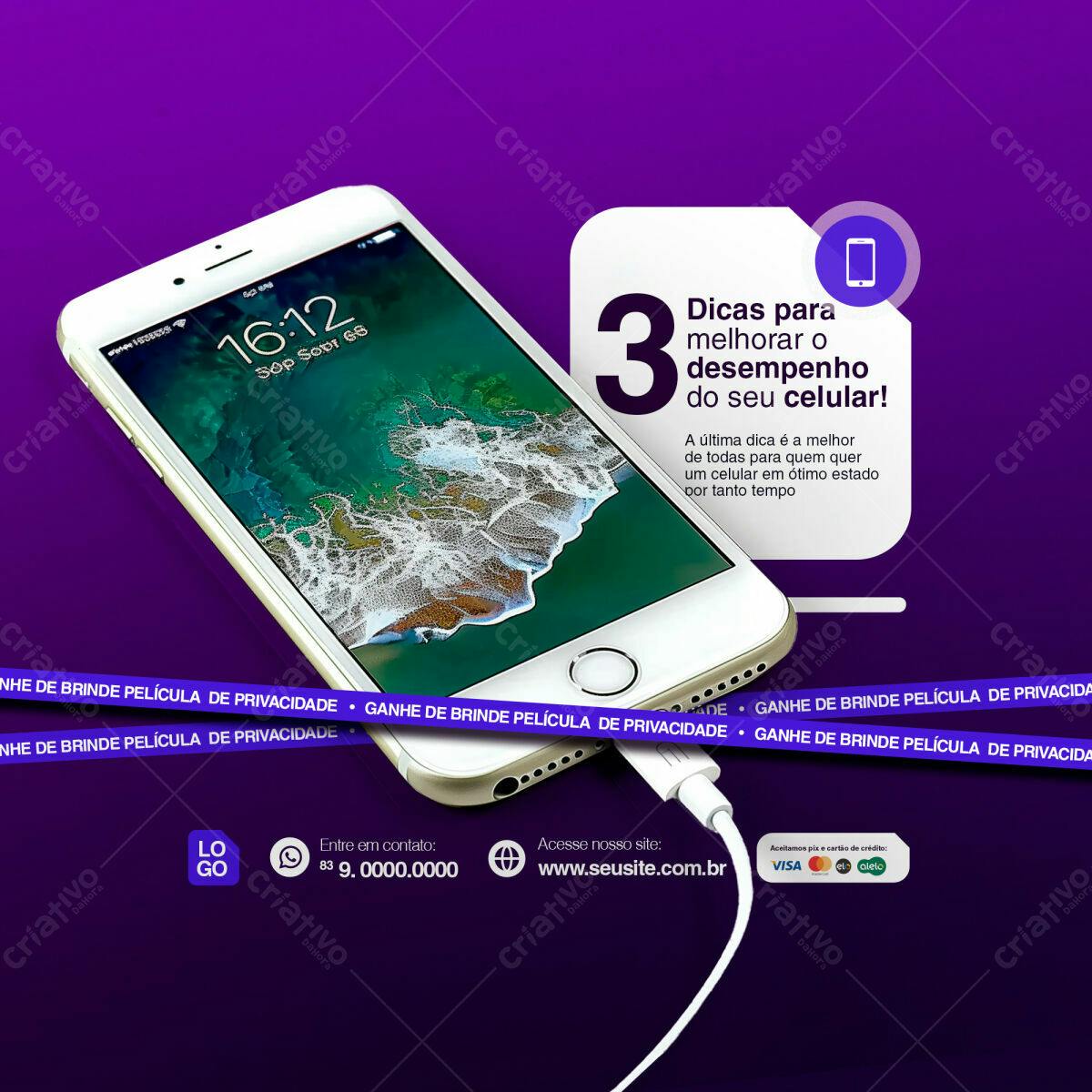 Postagem para Redes Sociais - Dicas para Celular PSD Editável