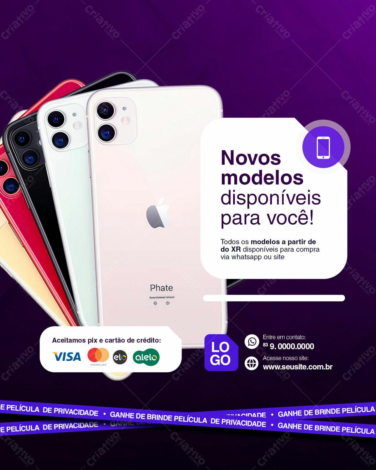 Anúncio de Novos Modelos iPhone PSD Editável