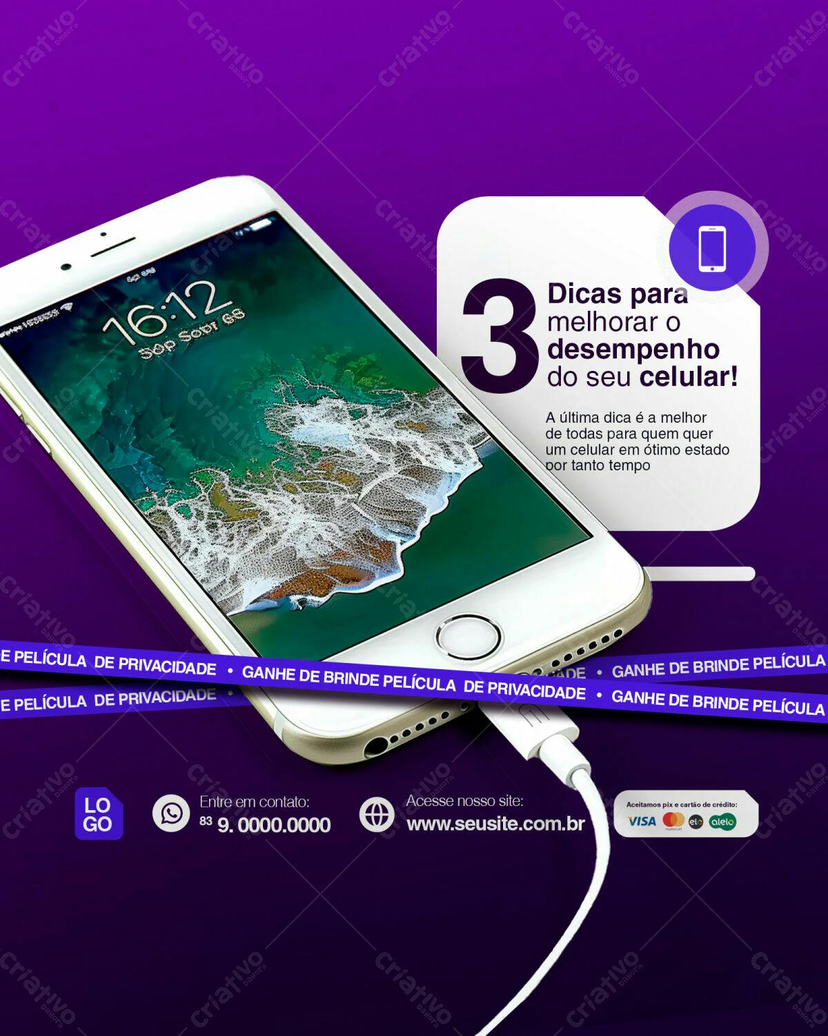 Flyer para Dicas de Celular PSD Editável