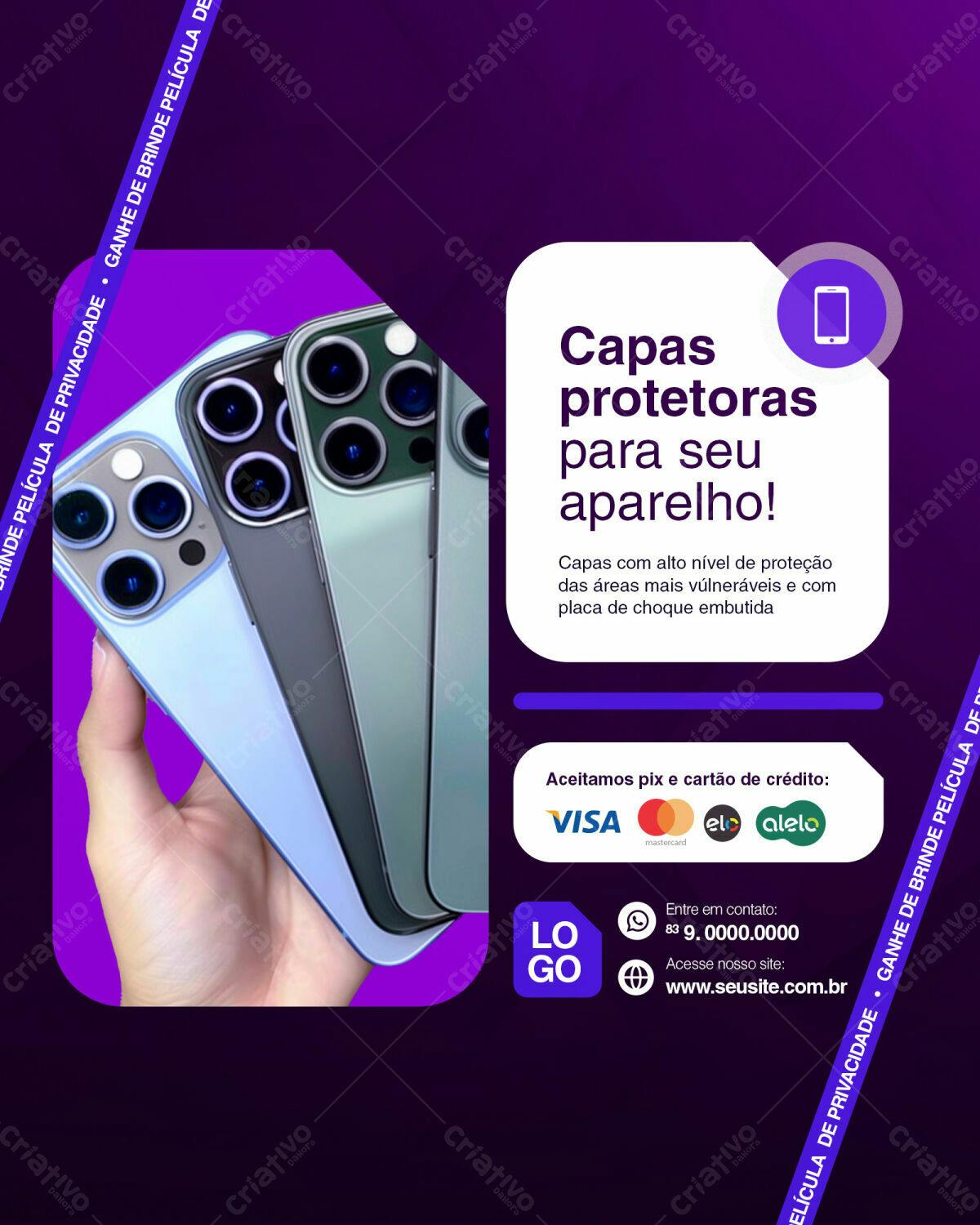 Flyer para Divulgação de Capas de Celular PSD Editável