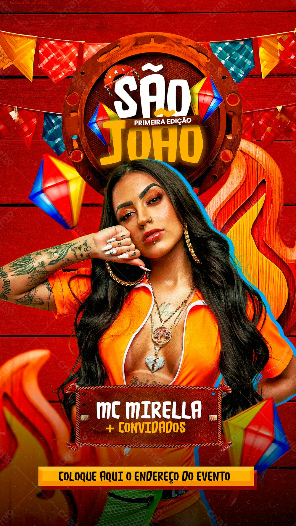 Flyer Evento São João Festa Junina MC Mirella