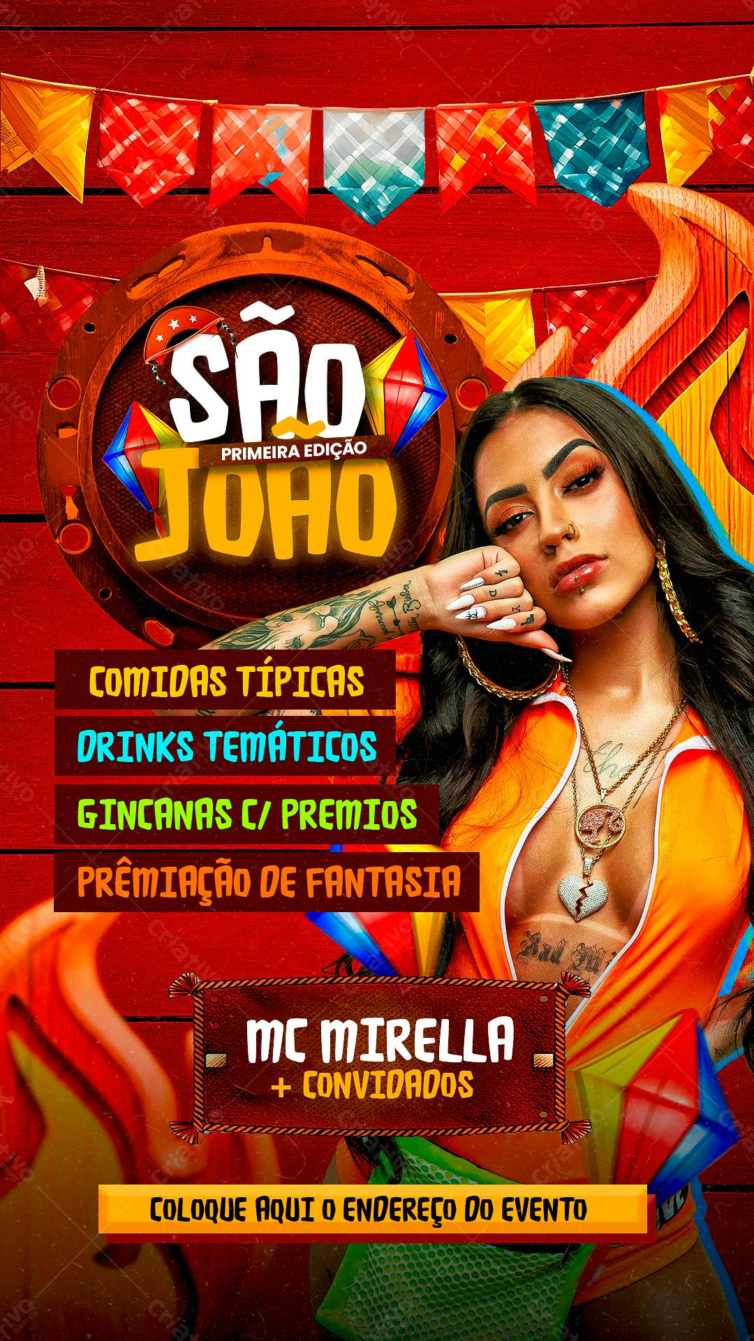 Flyer Festa Junina com MC Mirella PSD Editável