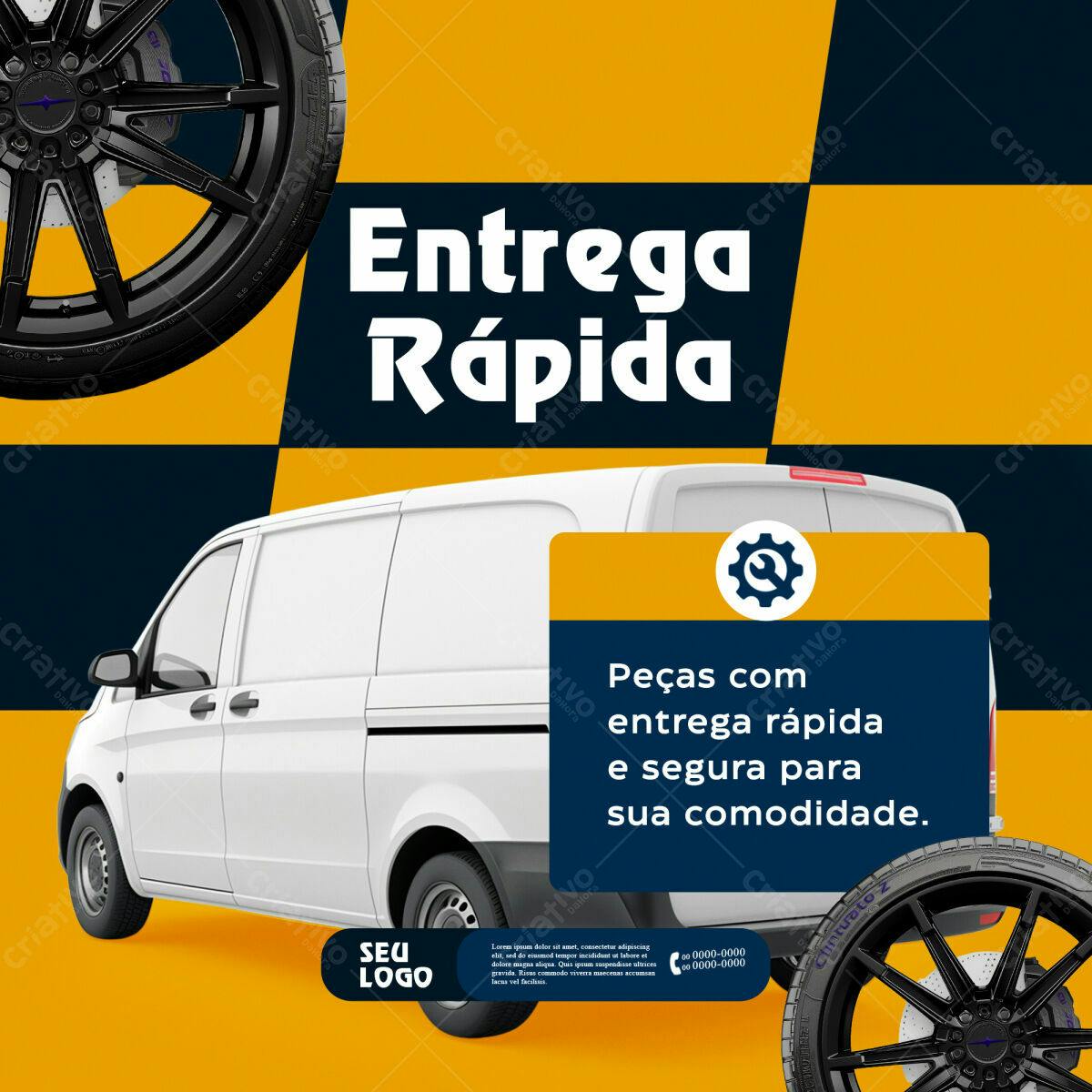 Flyer Entrega Rápida de Peças para Oficina PSD Editável