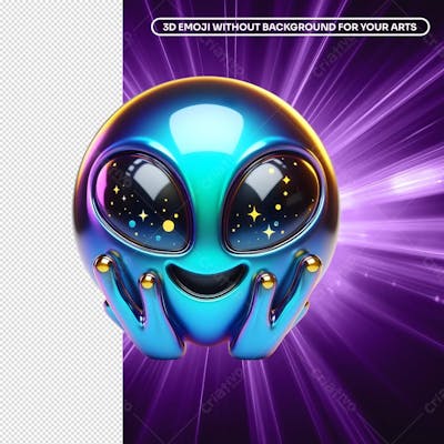 Alien Emoji 3D grandes olhos de luz