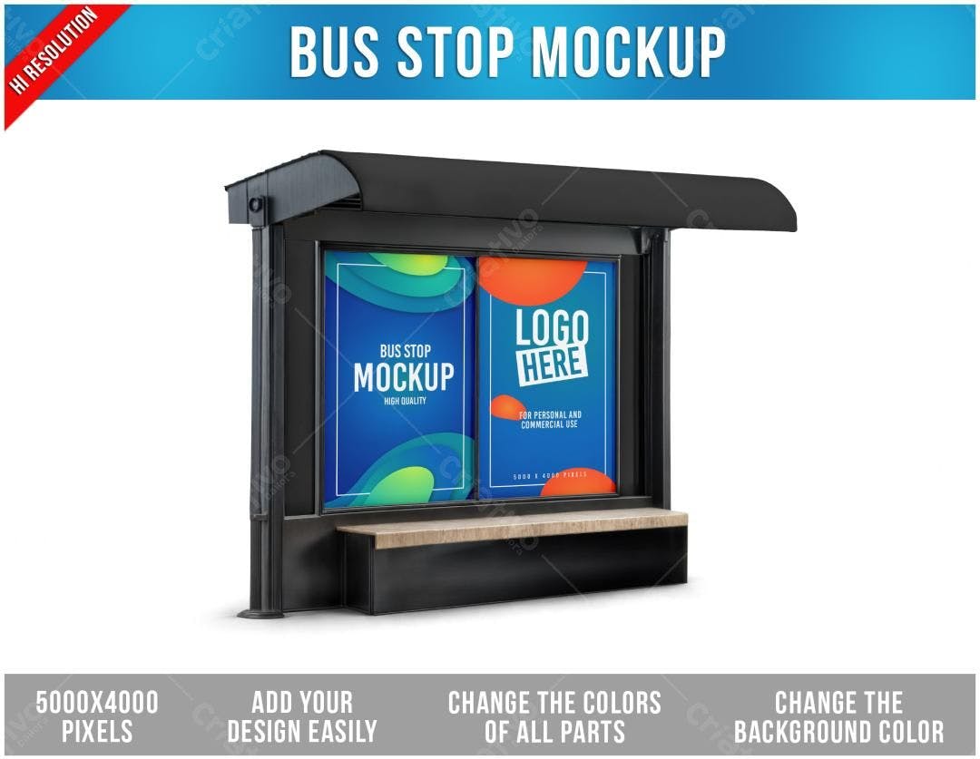 Mockup Realista de Parada de Ônibus com Design Moderno