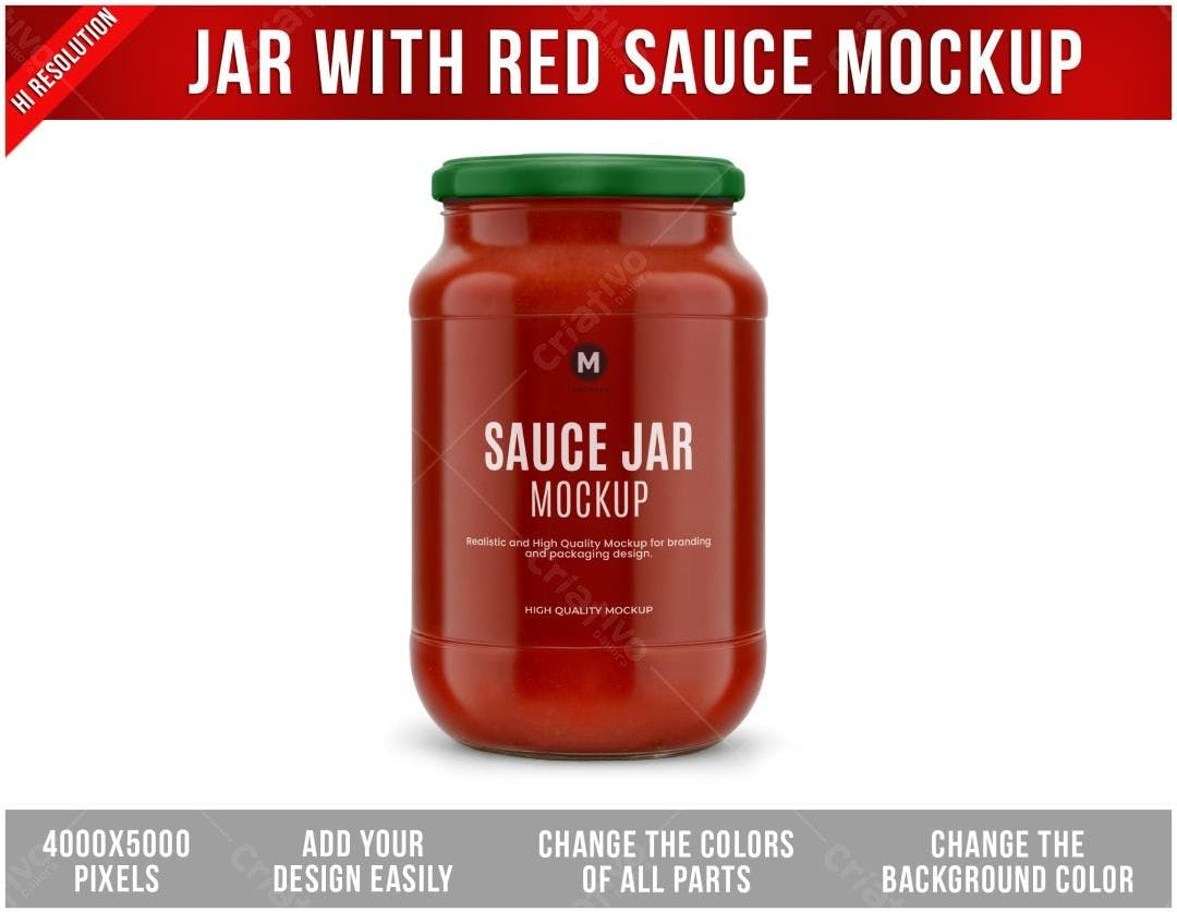 Mockup de Pote de Molho Vermelho PSD Editável