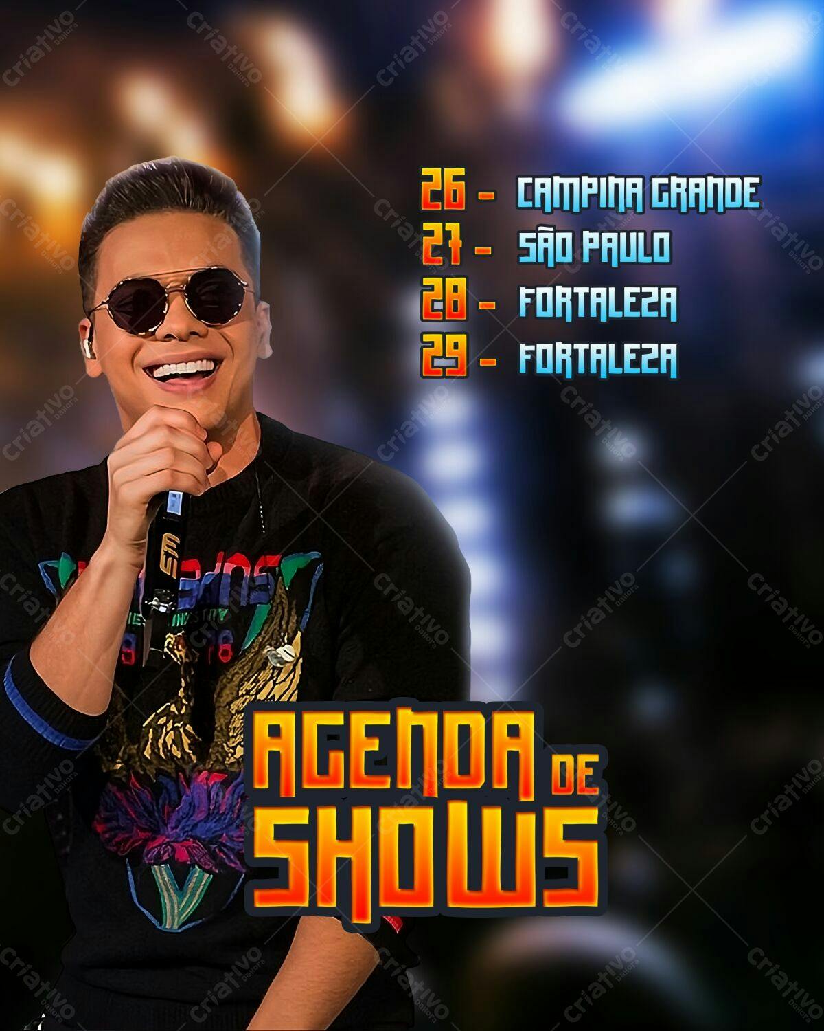 Flyer Agenda de Shows Cantor PSD Editável
