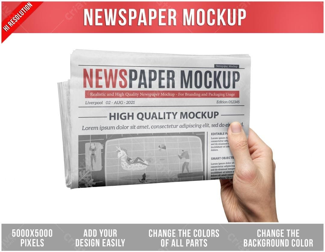Mockup Jornal Realista: Design Moderno em Mãos