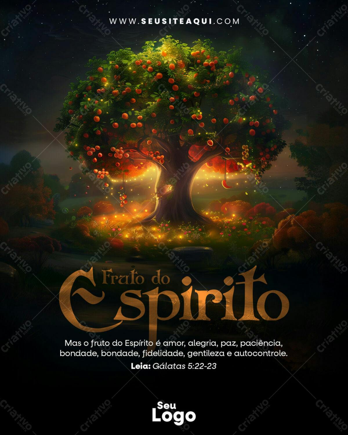 Flyer Frutas do Espírito PSD Editável