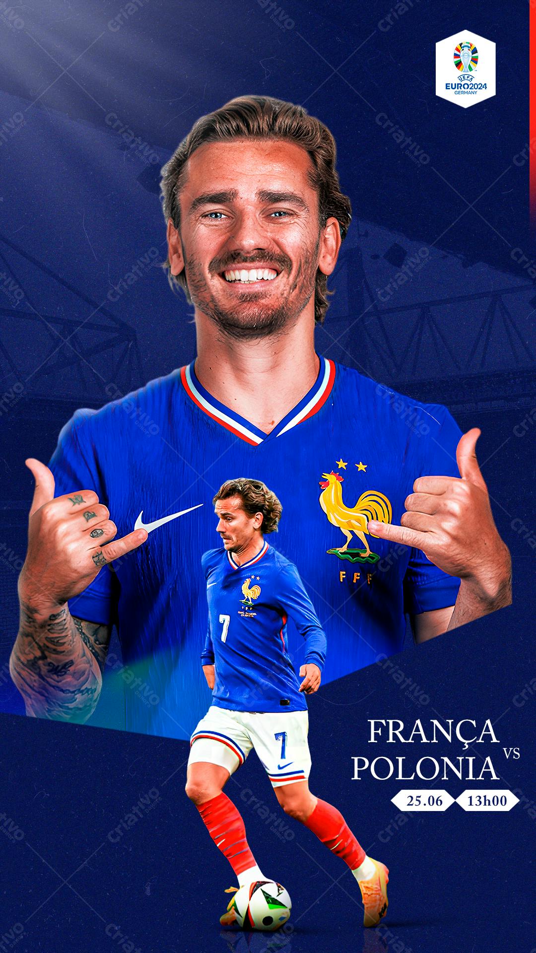 Flyer França x Polônia PSD Editável