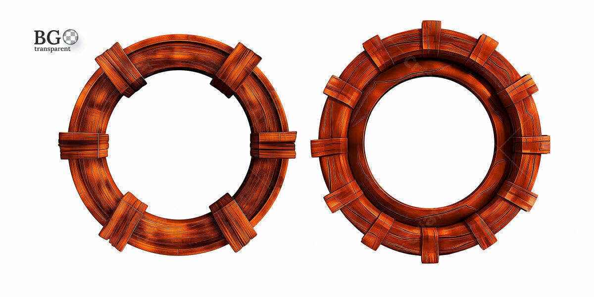 Moldura Circular em Madeira PSD Editável
