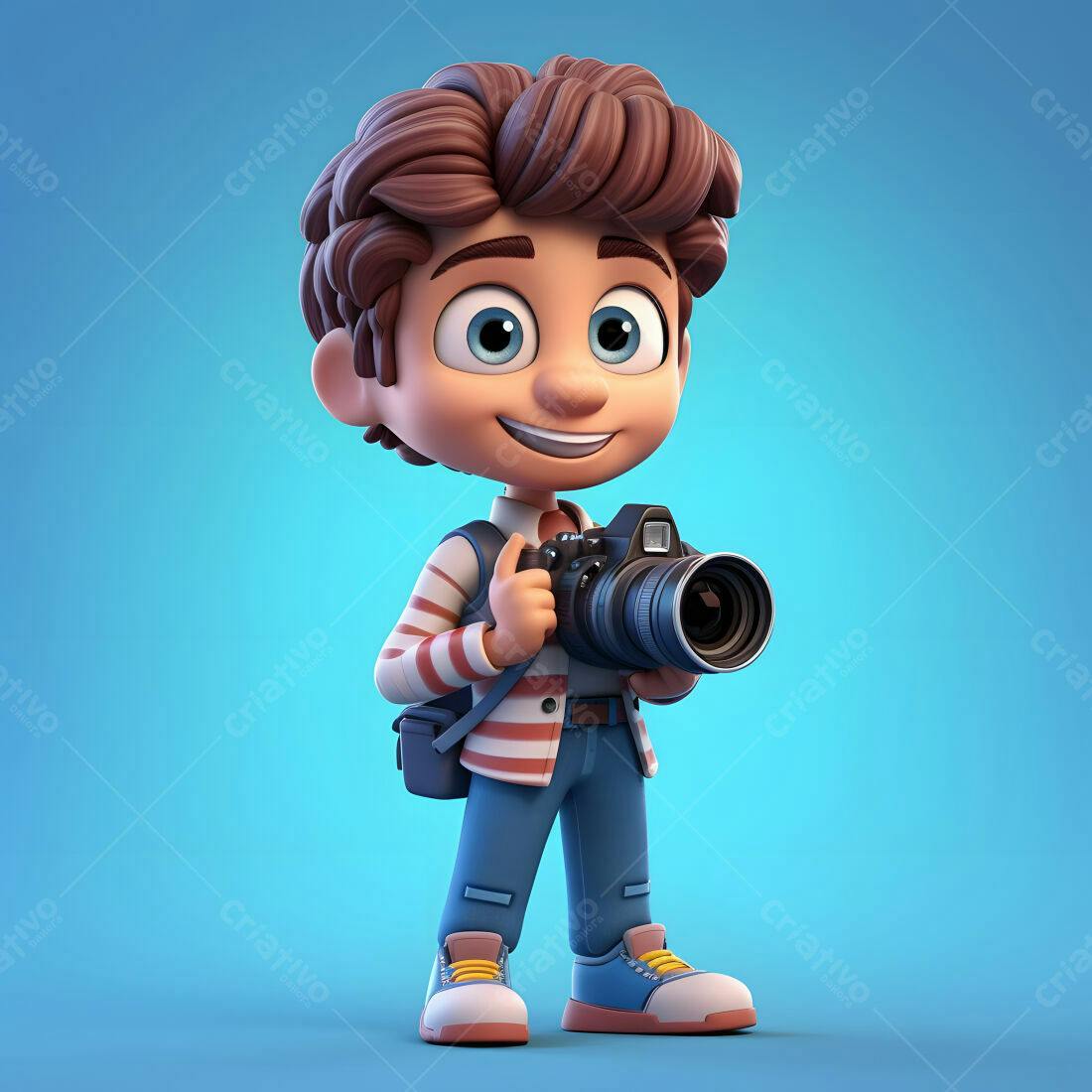 Menino Fotógrafo com Câmera DSLR