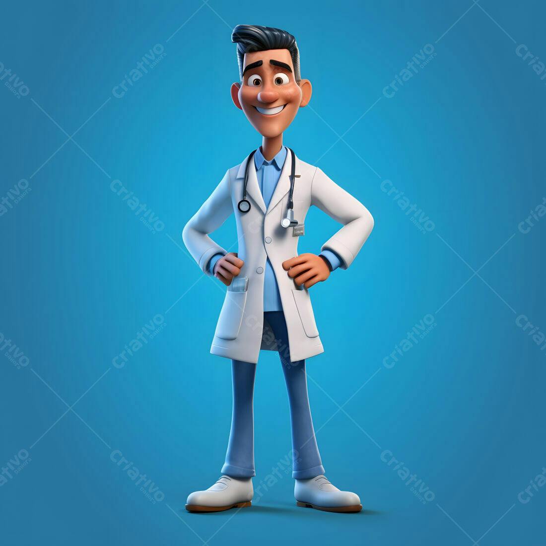 Médico Desenho Animado Sorrindo