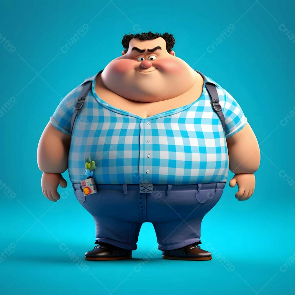 um personagem de desenho animado 3d de homens gordos
