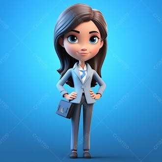 Um personagem de desenho animado 3d de negócios femininos