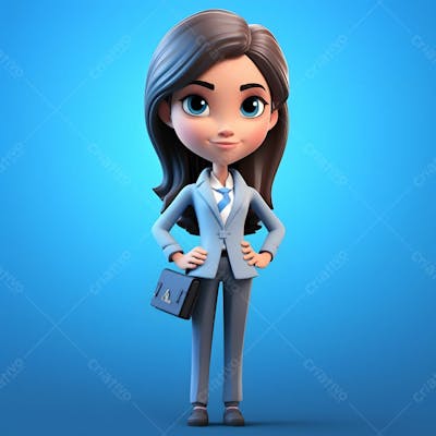 um personagem de desenho animado 3d de negócios femininos