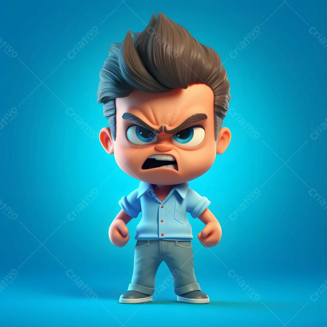 Menino raivoso render 3D