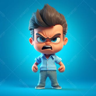 Um personagem de desenho animado com uma expressão de raiva no rosto