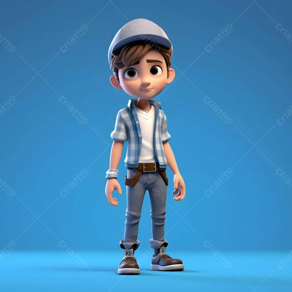 um garotinho da moda personagem de desenho animado 3D animado
