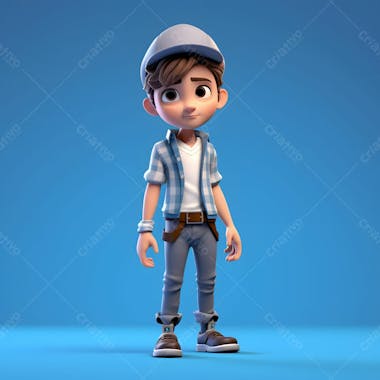 Um garotinho da moda personagem de desenho animado 3d animado