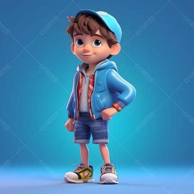 um garotinho da moda personagem de desenho animado 3D animado