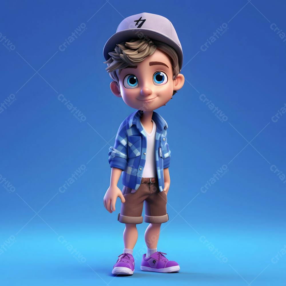 um garotinho da moda personagem de desenho animado 3D animado