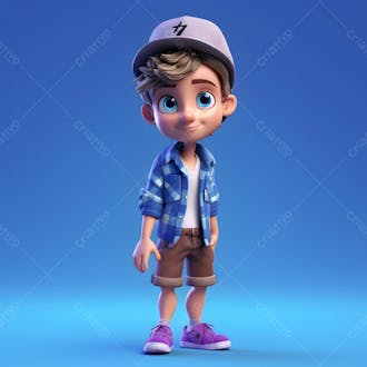 Um garotinho da moda personagem de desenho animado 3d animado