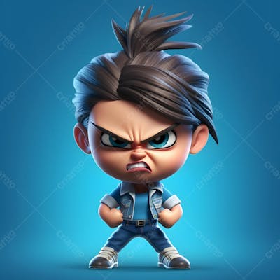 uma menina com raiva personagem de desenho animado 3D animado