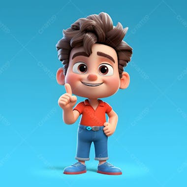 Um garotinho feliz personagem de desenho animado 3d