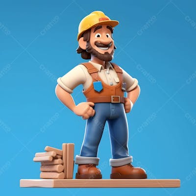 homens carpinteiro personagem de desenho animado 3d animado