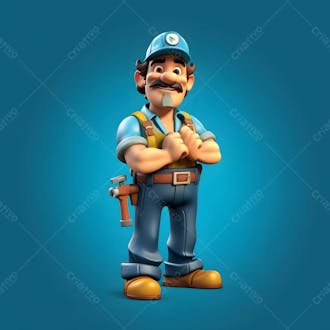 Kamranch 1 a men plumber 3d cartoon character with blue backgrou 22a 77f 4d a 449 4b 81 be 3d 9a 9643419f 56