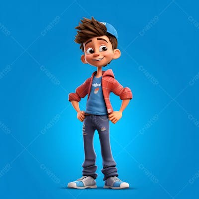 Personagem de desenho animado 3D de menino artista